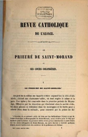 Revue catholique d'Alsace, 1862 = T. 4