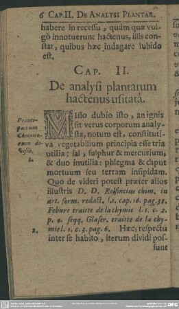 Cap. II. De analysi plantarum hactenus usitata