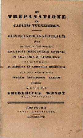 De trepanatione in capitis vulneribus : diss. inaug.