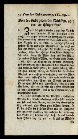 Von der Liebe gegen den Nächsten, oder von der thätigen Liebe