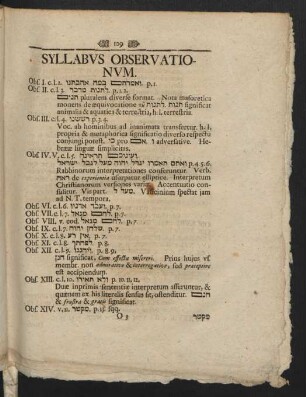 Syllabus Observationum