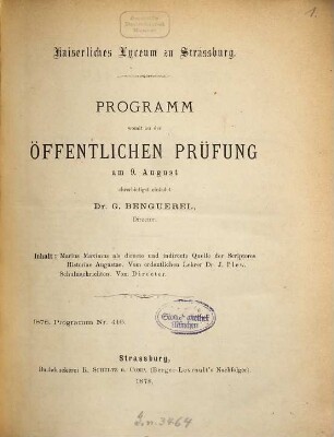 Programm : des Schuljahres ..., 1877/78