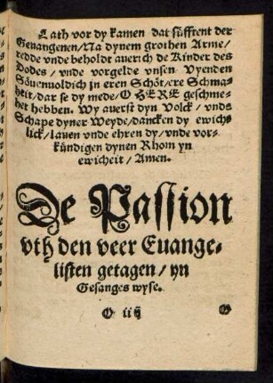 De Passion uth den veer Evangelisten getagen ...
