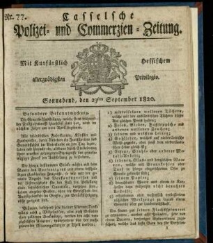 Nr. 77, Sonnabend, den 23sten September 1820