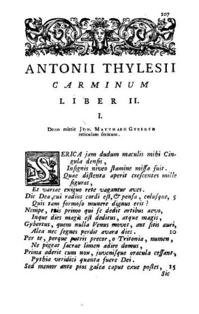 Antonii Thylesii Carminum Liber II.
