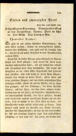 Sieben und zwanzigster Brief