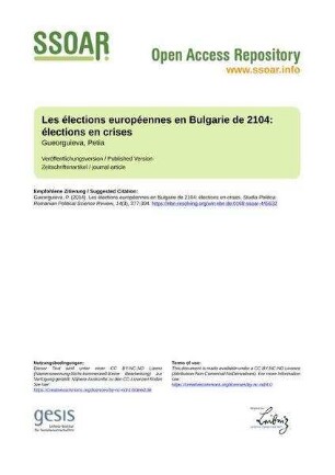 Les élections européennes en Bulgarie de 2104: élections en crises