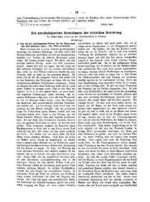 Die psychologischen Grundlagen der sittlichen Erziehung : (Fortsetzung)