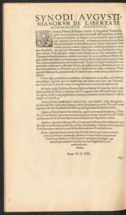 Synodi Augustinianorum De Libertate Monachorum Sententia.