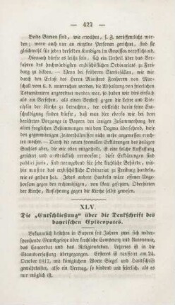 427-432 Die "Entschließung" über die Denkschrift des bayrischen Episcopates