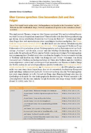 Über Corona sprechen: Eine besondere Zeit und ihre Folgen