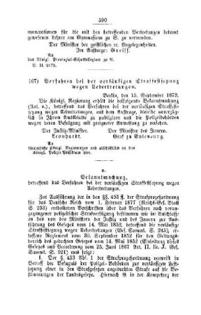 Verfahren bei der vorläufigen Straffestsetzung wegen Uebertretungen : [I. Allgemeine Verhältnisse ]