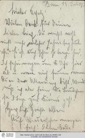 Postkarte vom 13.07.1907