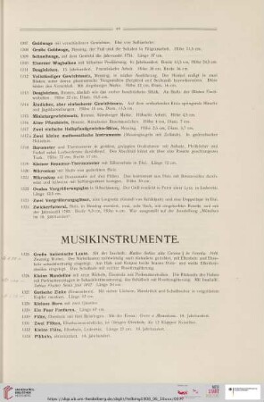 Musikinstrumente (Nr. 1325 - 1340)