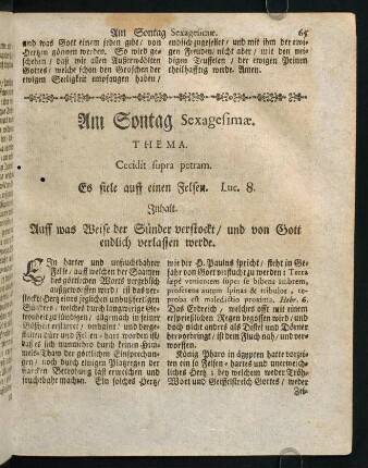 95-104, Am Sontag Sexagesimae. THEMA. Cecidit supra petram.