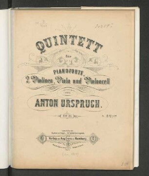 Quintett für Pianoforte, 2 Violinen, Viola und Violoncell : op. 21