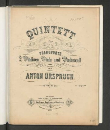Quintett für Pianoforte, 2 Violinen, Viola und Violoncell : op. 21