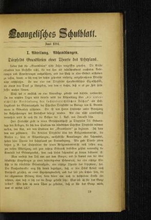 Dörpfelds Grundlinien einer Theorie des Lehrplans