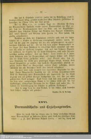 XXVI. Vormundschafts- und Erziehungswesen