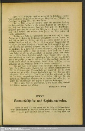 XXVI. Vormundschafts- und Erziehungswesen
