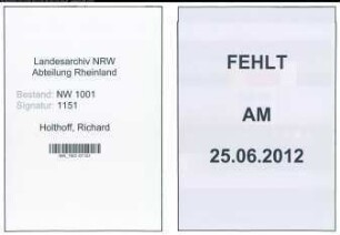 Entnazifizierung Richard Holthoff, geb. 31.10.1911 (Kaufmann)