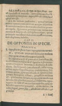Cap. II. De Oppositis in Specie.