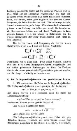 e) Die Orthogonaltrajektorien von geodätischen Linien.