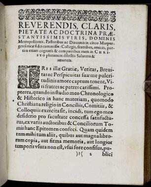 Reverendis, Claris ... Dominis Metropolitanis, Pastoribus ac Diaconis in circo Marpurgensi ...