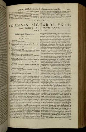 Ioannis Sichardi Enarationes In Librum Quartum Codicis.