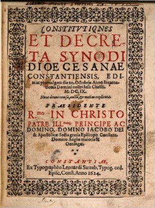 Constitutiones et Decreta Synodal. Diocesis Constantiensis