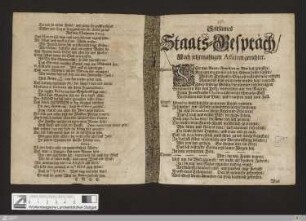 Seltsames Staats-Gespräch, Nach jetztmahligen Affairen gerichtet