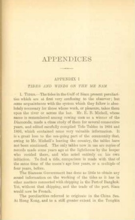 Appendix I. Tides and winds on the Me Nam