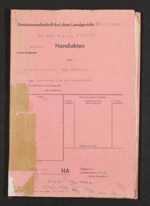 Duplikat-Handakten mit Urteil KLs 74/48