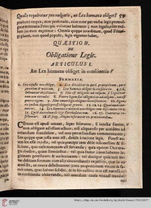 Quæstio IV: De Obligatione Legis