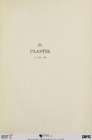 III. Plastik (Nr. 174-196)