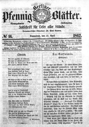No. 16, Sonnabend, den 19. April