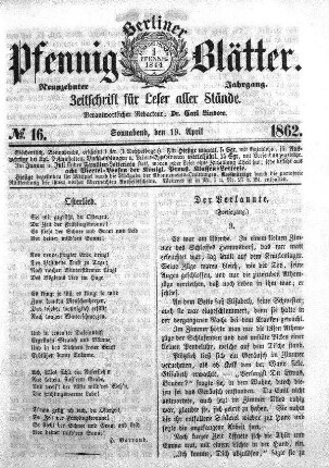 No. 16, Sonnabend, den 19. April