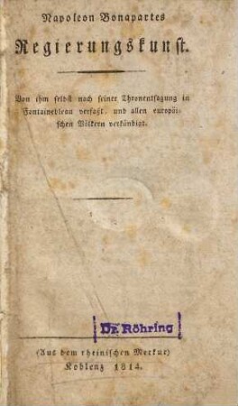 Napoleon Bonapartes Regierungskunst