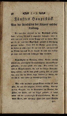 Fünftes Hauptstück. Von der Reinlichkeit des Körpers und der Kleidung