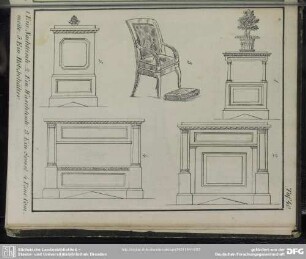 Nachttisch; Waschtisch; Sessel; Commode; Holzbehälter
