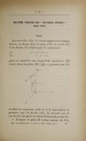 Deuxième concours des « Nouvelles Annales » pour 1900.