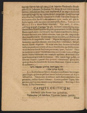 Caput I. Criticum.