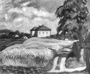 Häuser mit Kornfeld : Richard Dreher (1875-1932). Häuser mit Kornfeld. Öl, Leinwand, 38 x 46 cm. Dresden, Galerie Neue Meister 318 (3300)