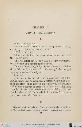 Chapter II: What is competition?