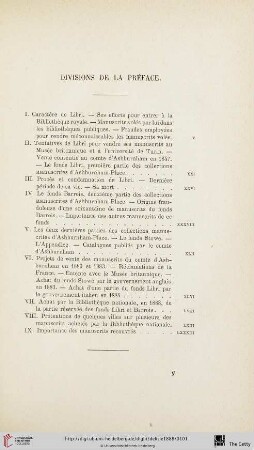 Divisions de la Préface