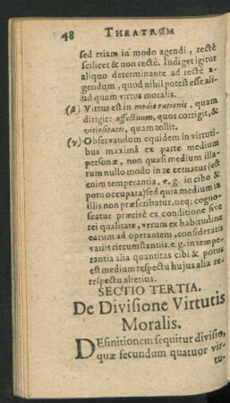 Sectio Tertia. De Divisione Virtutis Moralis.