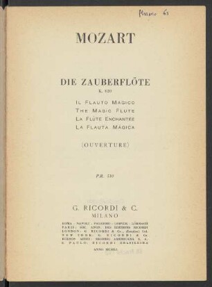 Die Zauberflöte : K. 620 : (Ouverture)