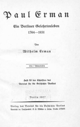 Paul Erman : ein Berliner Gelehrtenleben : 1764-1851