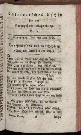 Nr. 14. Magdeburg, den 7ten July 1792