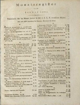 Monatsregister vom Januar 1804